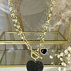 Collar Maxi Corazón Black Circones  eslabones rolo gold