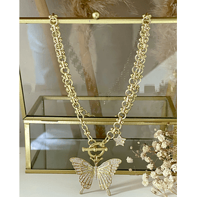 Collar Maxi Mariposa Circones punto de luz gold