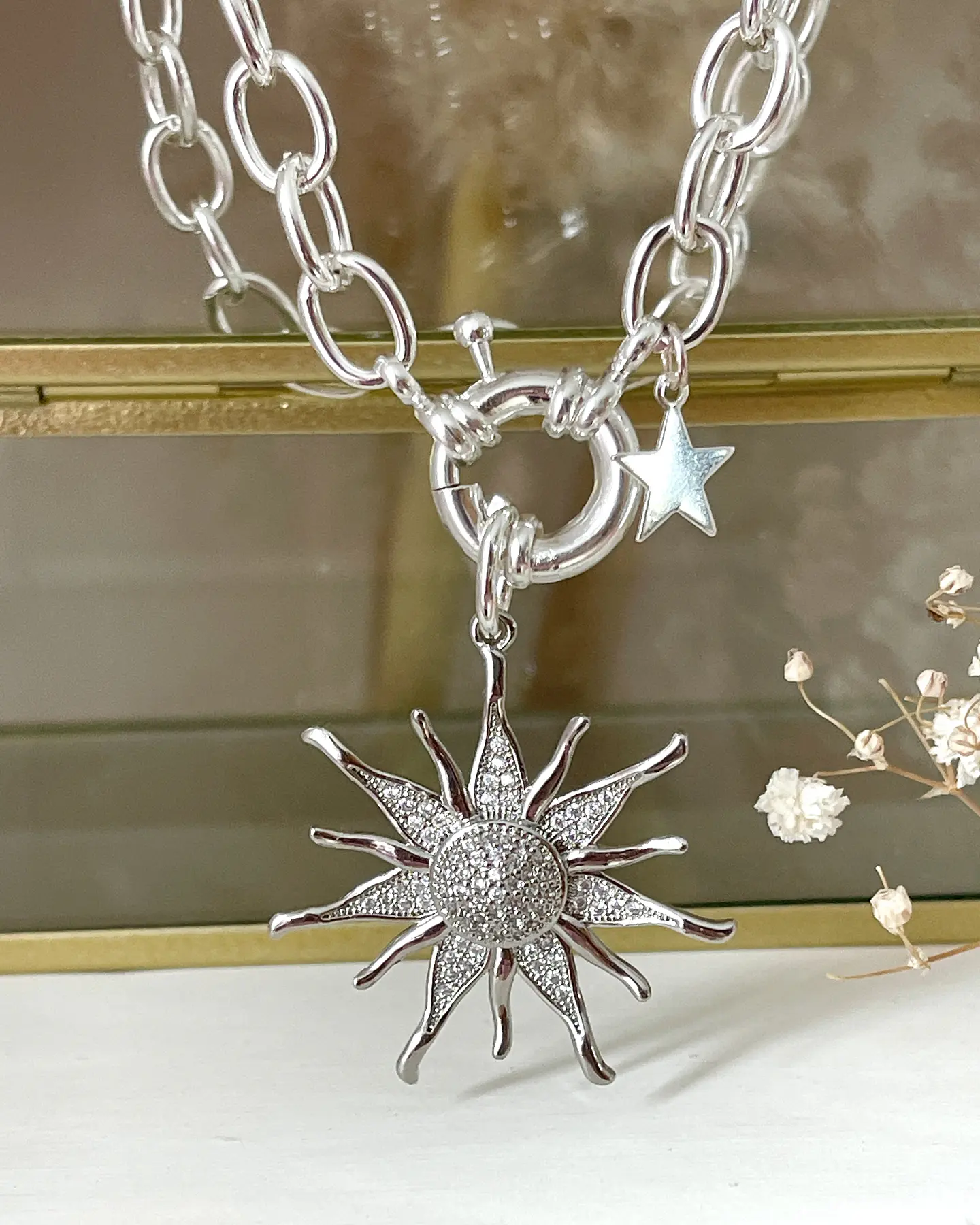 Collar Sol Circones Punto de luz Silver 2