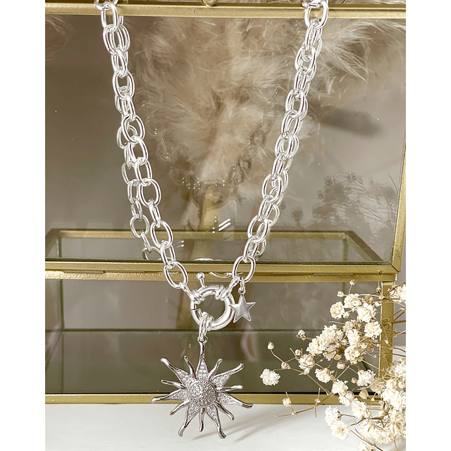 Collar Sol Circones Punto de luz Silver