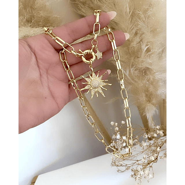 Collar Sol Circones Punto de luz Gold