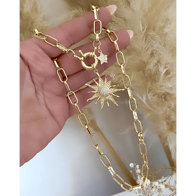 Collar Sol Circones Punto de luz Gold