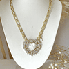 Collar maxi eslabones Corazón Virgen Nácar Gold
