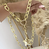 Collar XL Estrella Martillada Conector Corazón  Gold