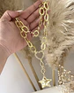 Collar XL Estrella Martillada Conector Corazón  Gold - Miniatura 4
