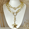 Collar XL Estrella Martillada Conector Corazón  Gold