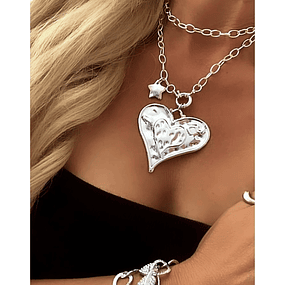 Colla XL Maxi Corazon Silver con Estrellita lateral