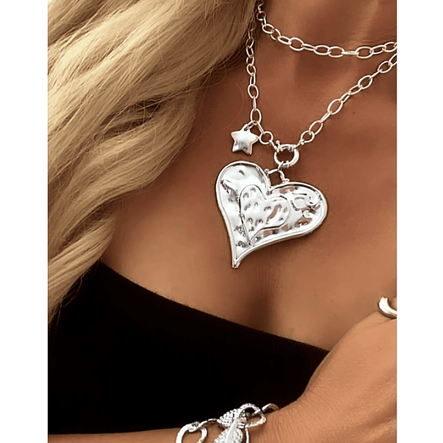 Colla XL Maxi Corazon Silver con Estrellita lateral