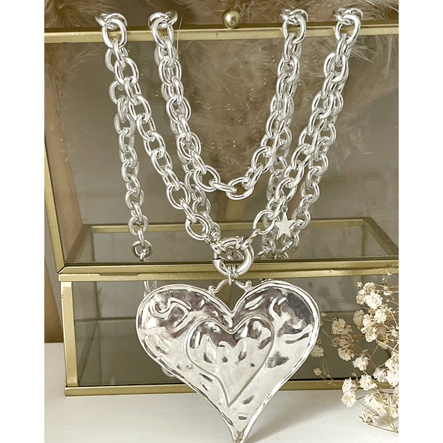 Colla XL Maxi Corazon Silver con Estrellita lateral