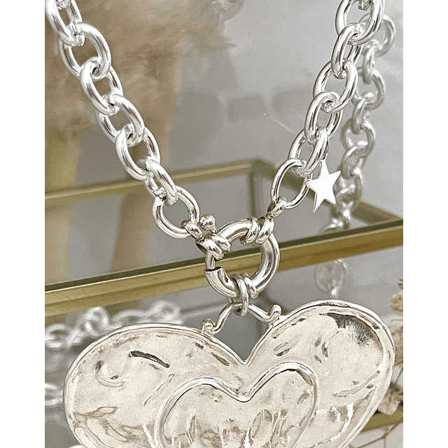 Colla XL Maxi Corazon Silver con Estrellita lateral