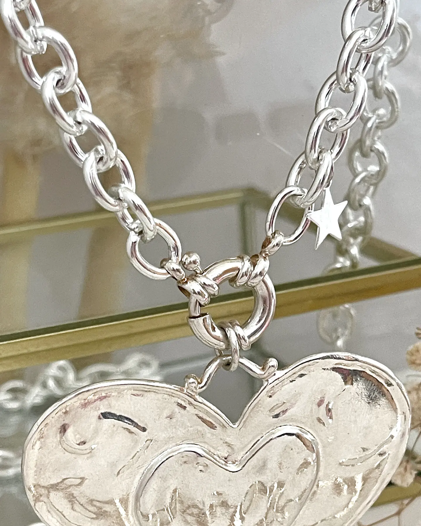 Colla XL Maxi Corazon Silver con Estrellita lateral 3