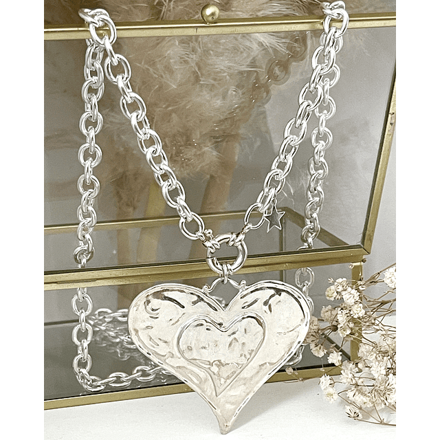 Colla XL Maxi Corazon Silver con Estrellita lateral