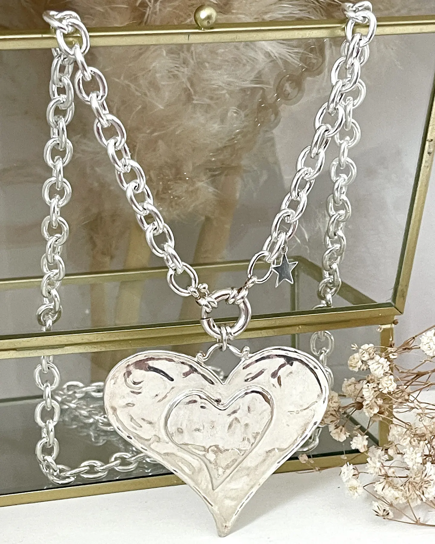 Colla XL Maxi Corazon Silver con Estrellita lateral 2