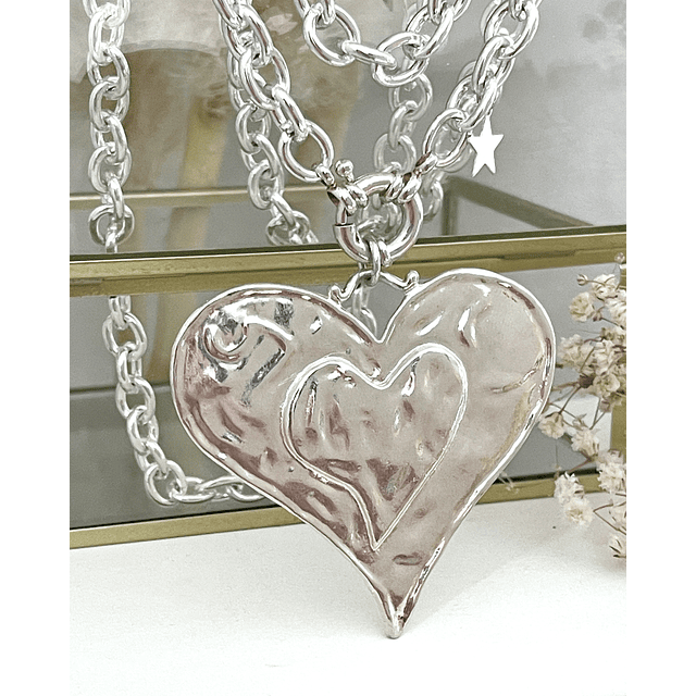 Colla XL Maxi Corazon Silver con Estrellita lateral