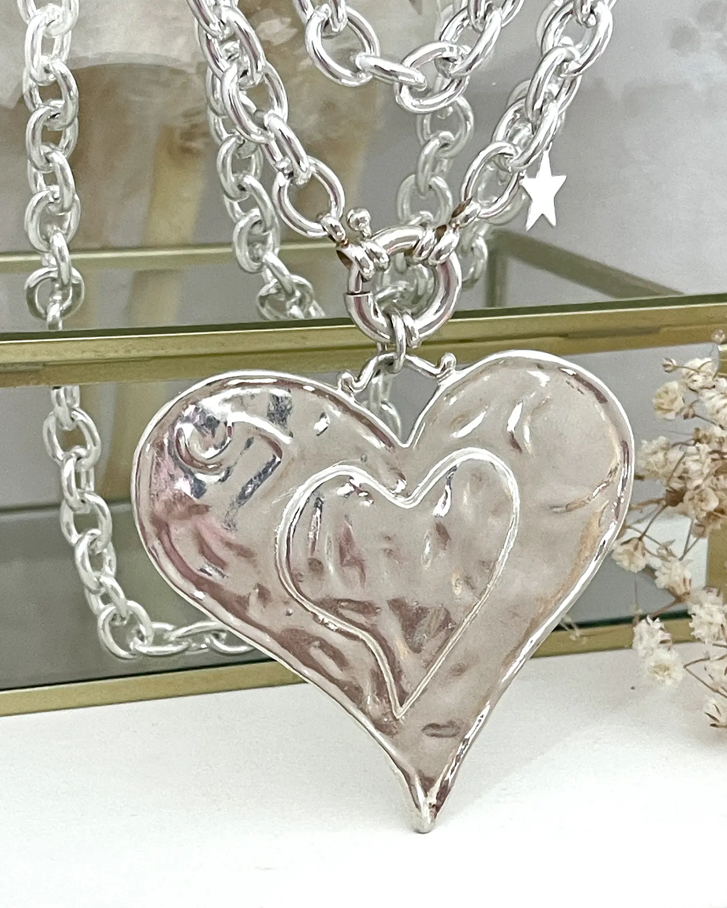 Colla XL Maxi Corazon Silver con Estrellita lateral 6