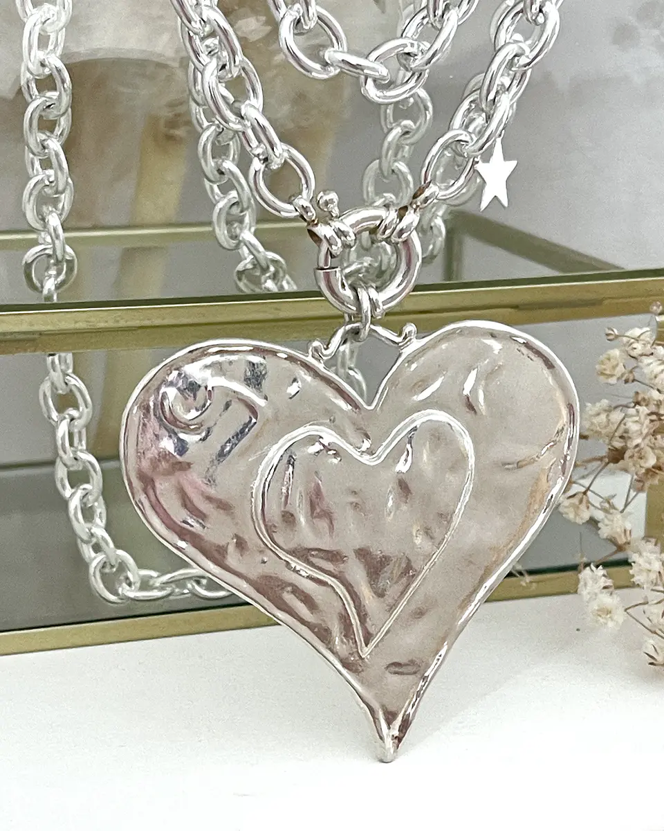 Colla XL Maxi Corazon Silver con Estrellita lateral 6