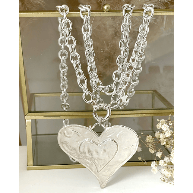 Colla XL Maxi Corazon Silver con Estrellita lateral