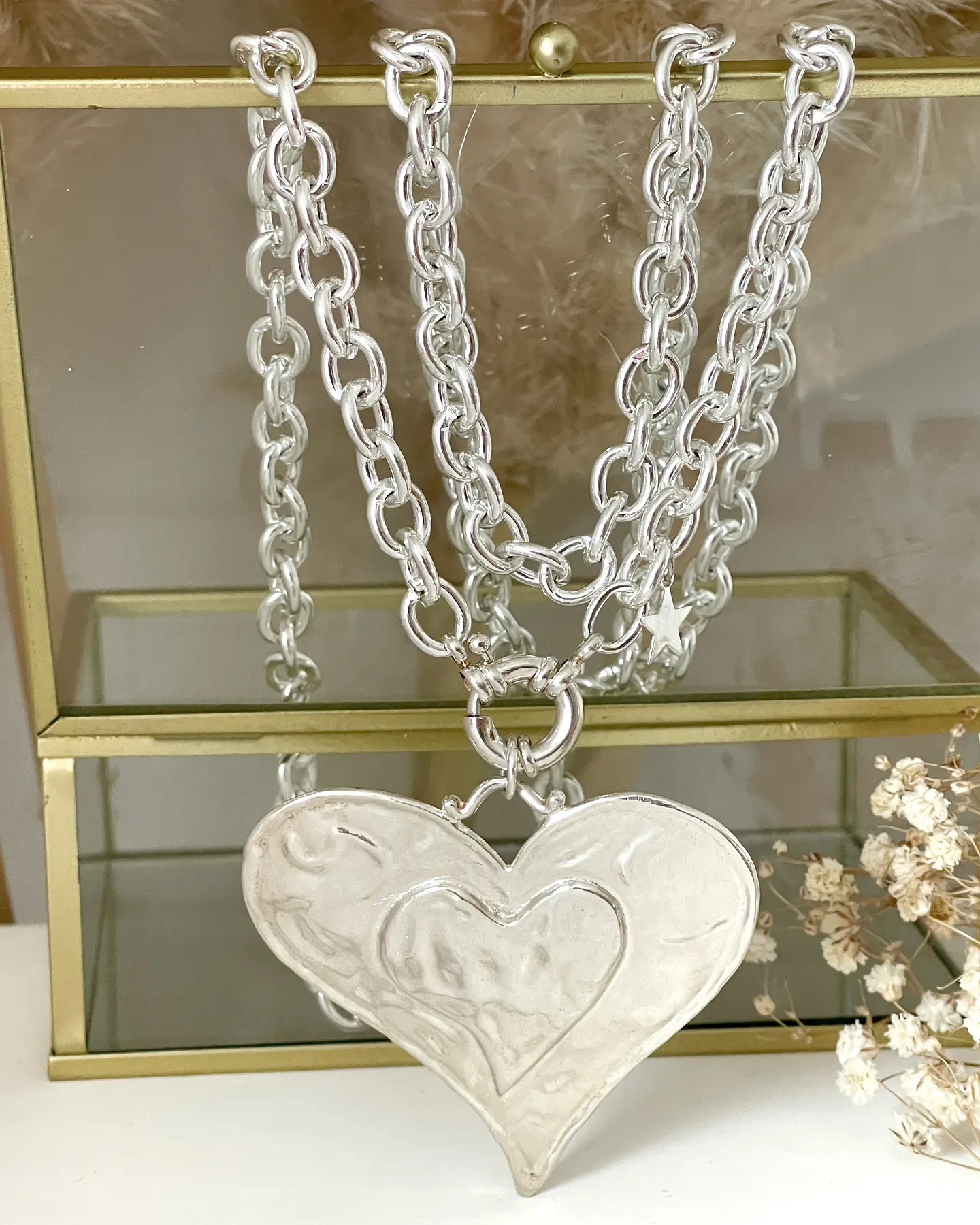 Colla XL Maxi Corazon Silver con Estrellita lateral 5