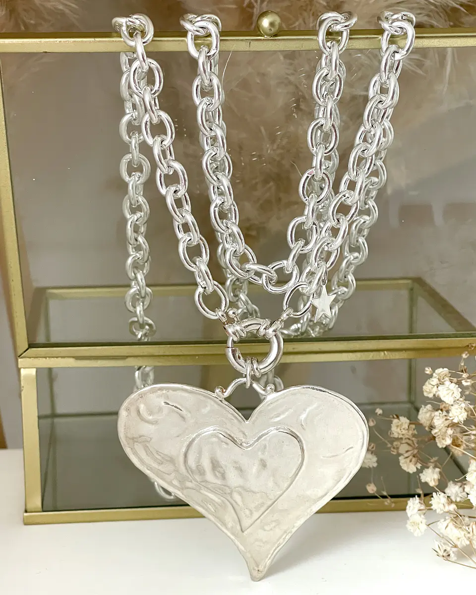 Colla XL Maxi Corazon Silver con Estrellita lateral 5