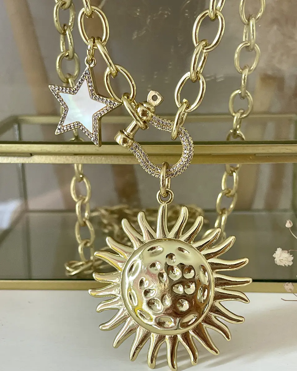 Collar XL Maxi Girasol estrella eslabones ovalados Gold  3