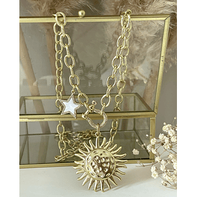 Collar XL Maxi Girasol estrella eslabones ovalados Gold 