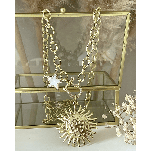 Collar XL Maxi Girasol estrella eslabones ovalados Gold 