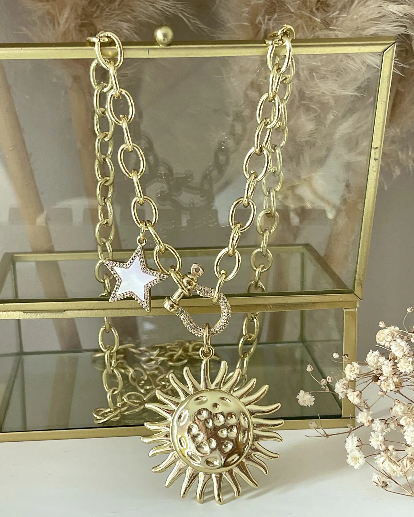 Collar XL Maxi Girasol estrella eslabones ovalados Gold  1