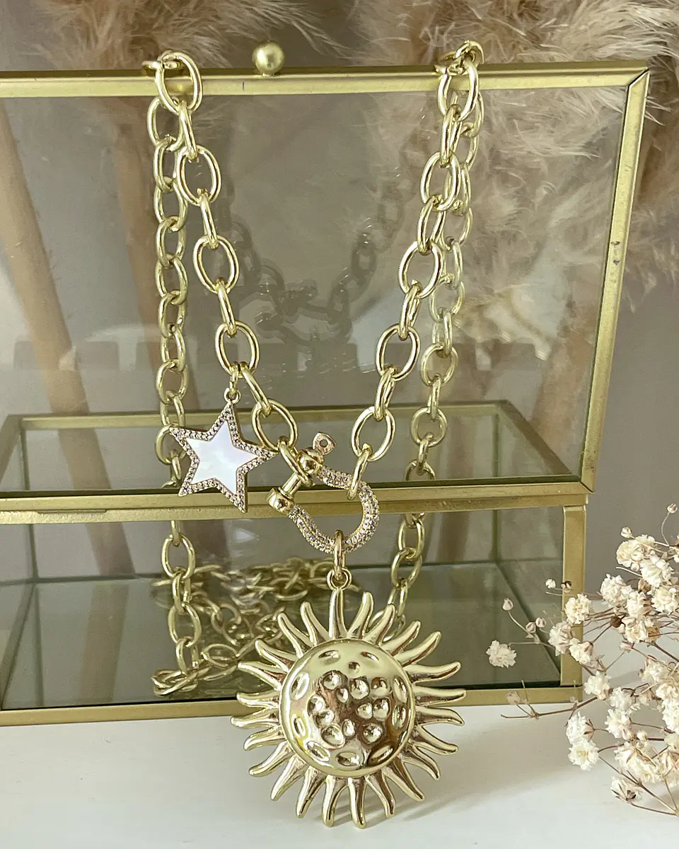 Collar XL Maxi Girasol estrella eslabones ovalados Gold  1