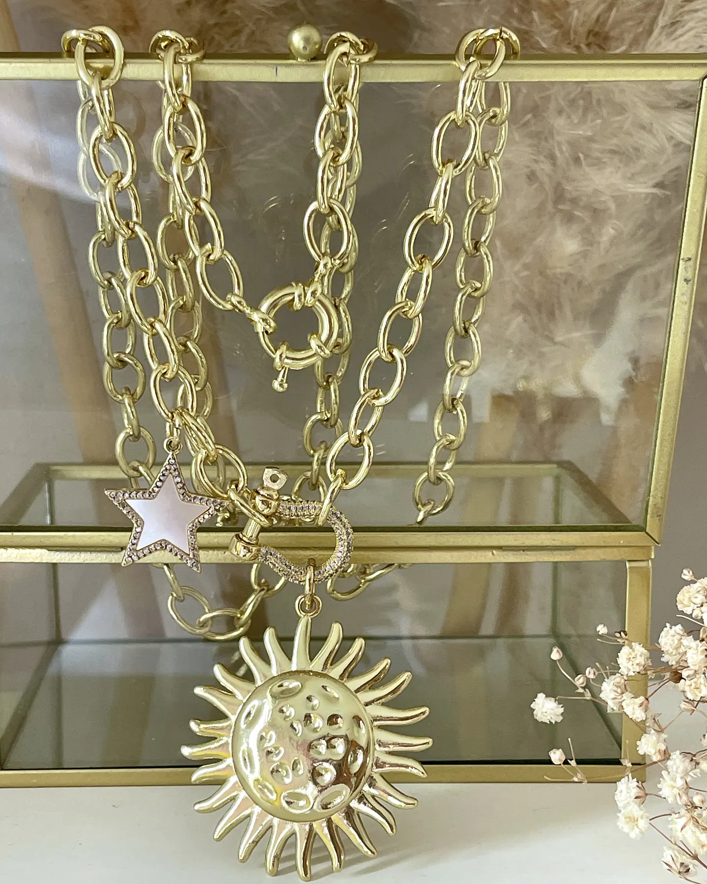 Collar XL Maxi Girasol estrella eslabones ovalados Gold  8