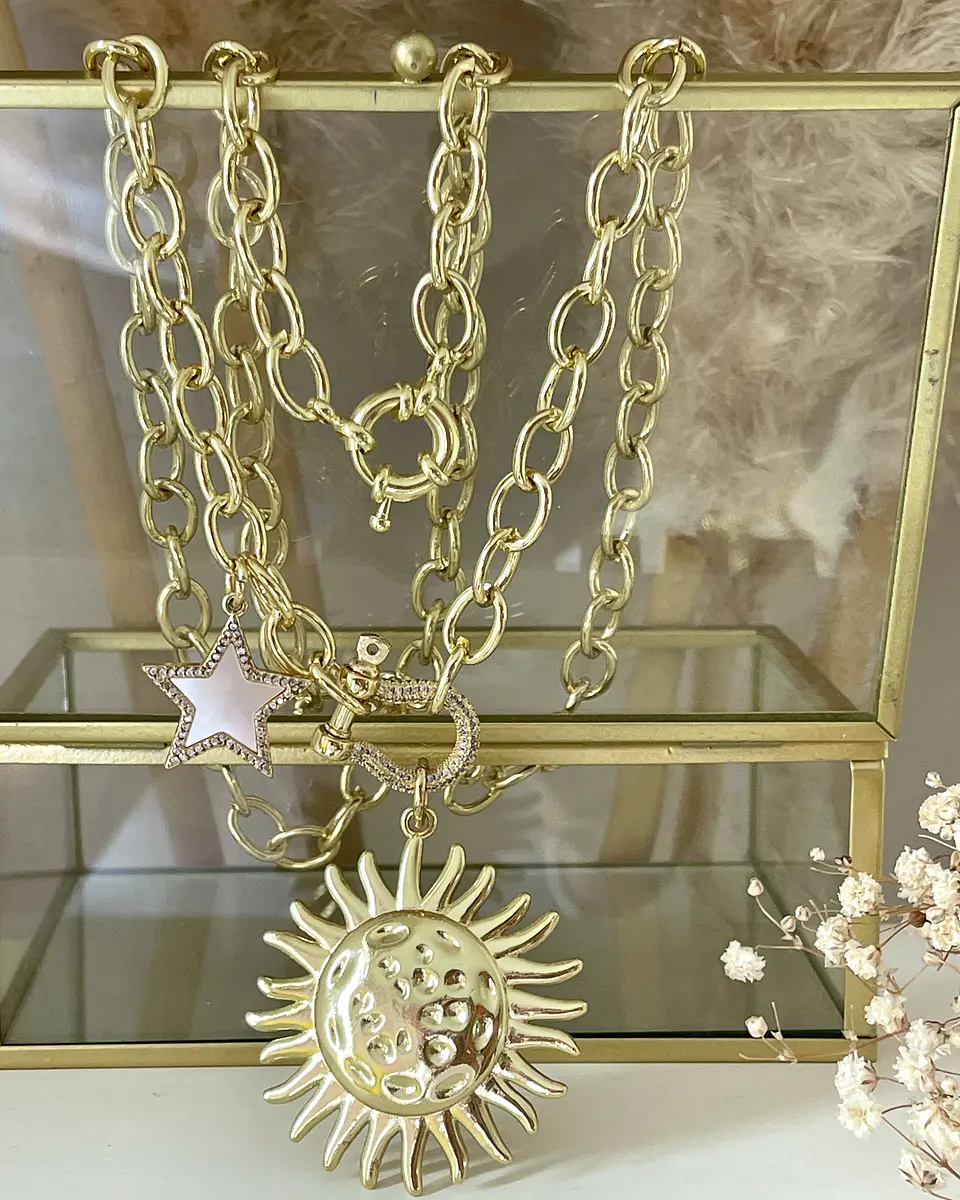 Collar XL Maxi Girasol estrella eslabones ovalados Gold  8