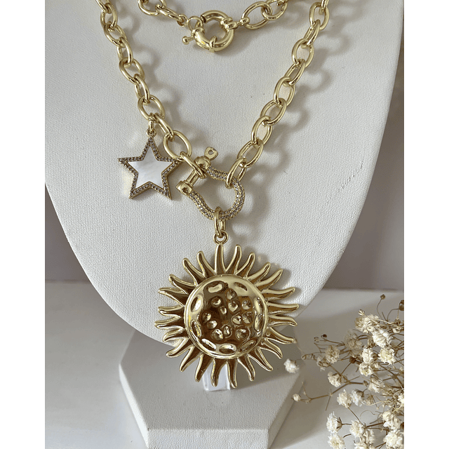 Collar XL Maxi Girasol estrella eslabones ovalados Gold 