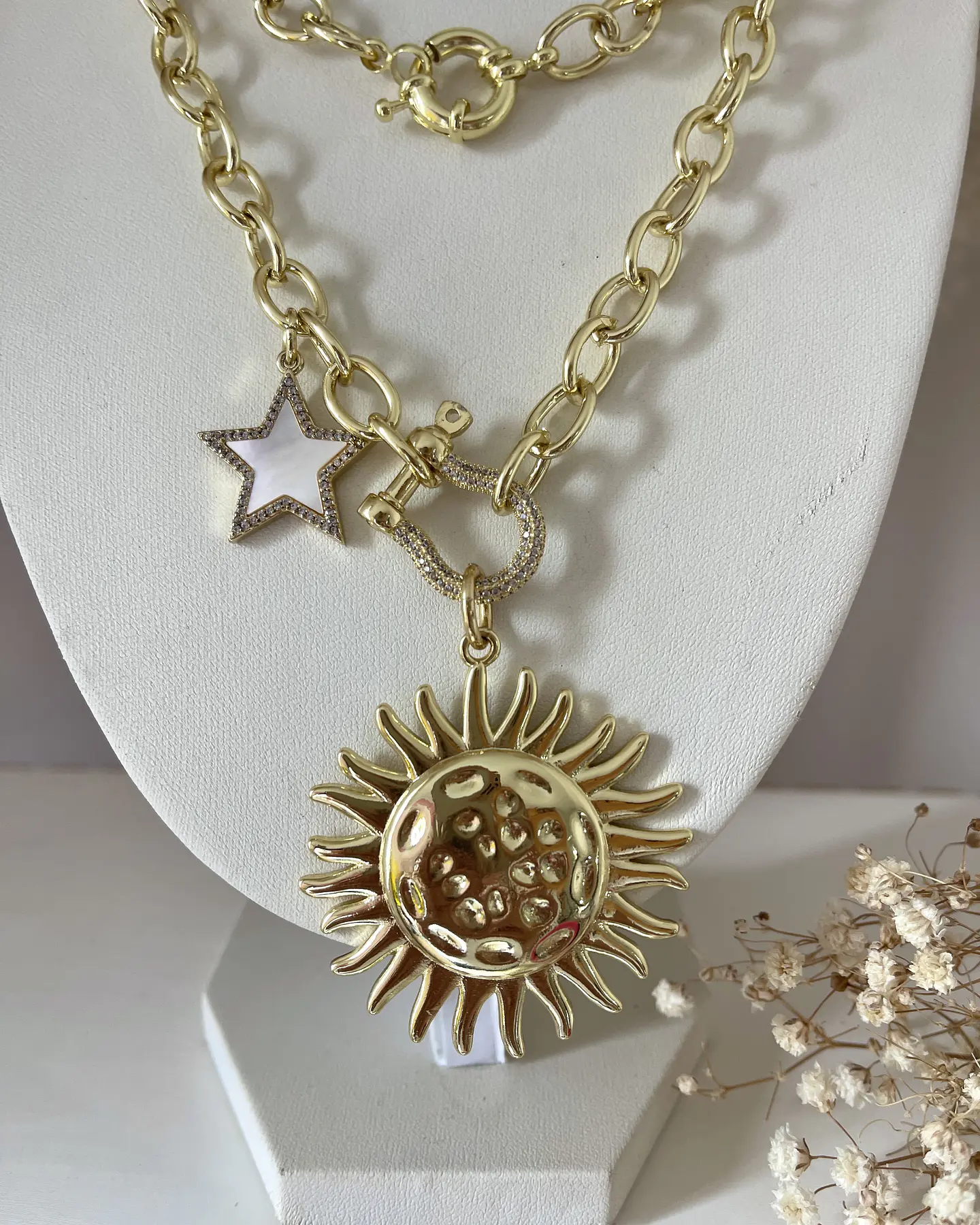 Collar XL Maxi Girasol estrella eslabones ovalados Gold  6