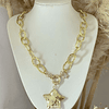 Collar Maxi Estrella Martillada Relieve Gold 