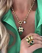 Collar Cruz Piedra Jade Perlas Gold - Miniatura 4