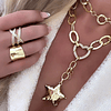 Collar XL Estrella Martillada Conector Corazón  Gold