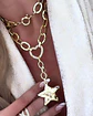 Collar XL Estrella Martillada Conector Corazón  Gold - Miniatura 5