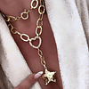 Collar XL Estrella Martillada Conector Corazón  Gold