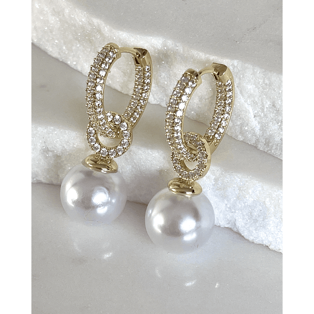 Aros Agolla y Perlas Circones Etienne Gold