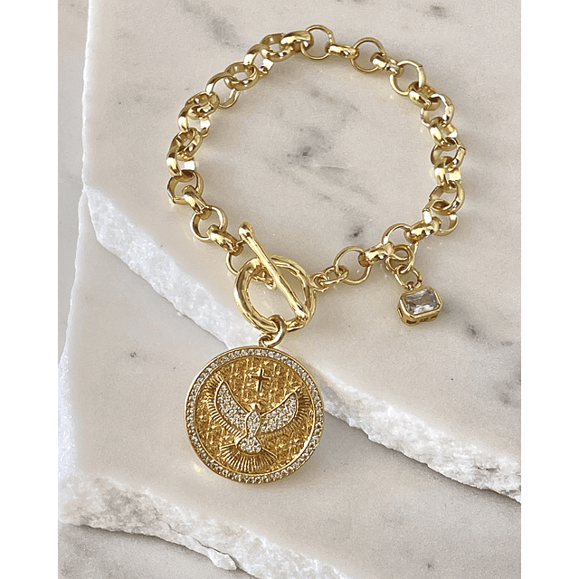 Pulsera Medalla  Espíritu Santo circones Gold