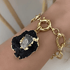 Pulsera Maxi Turnalina Cuarzo Eslabones Martillados Gold