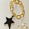 Pulsera Maxi Estrella Black Eslabones Martillados Gold