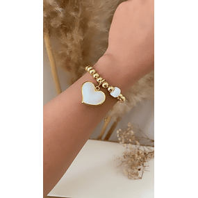 Pulsera Maxi Balines Corazón Blanco Gold 