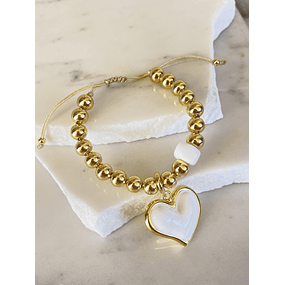Pulsera Maxi Balines Corazón Blanco Gold 