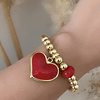 Pulsera Maxi Balines Corazón Rojo Gold 