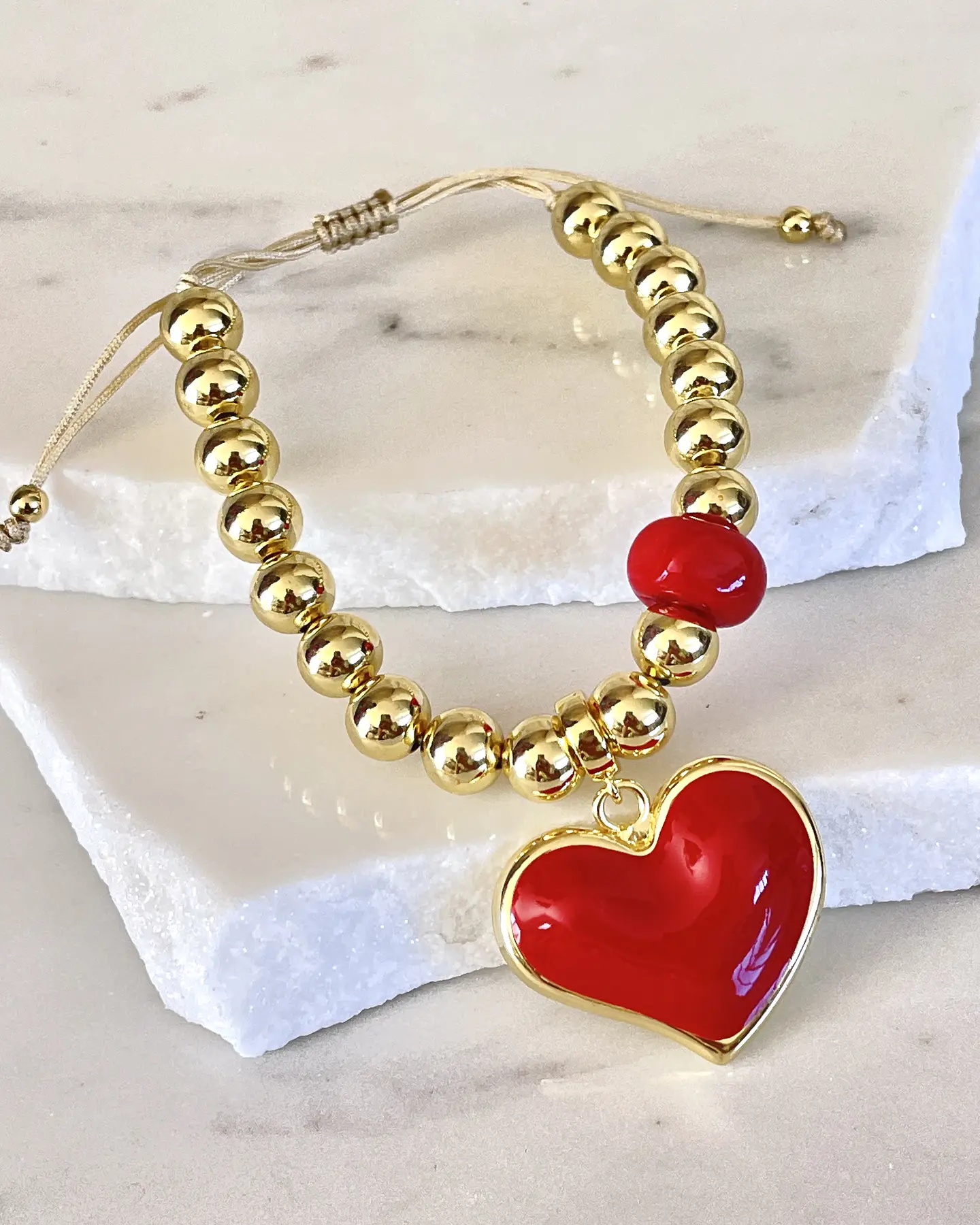 Pulsera Maxi Balines Corazón Rojo Gold  1