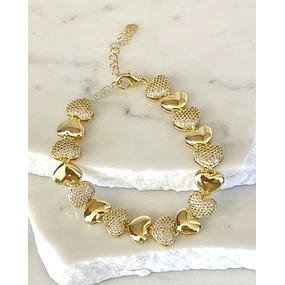 Pulsera Corazones Circones Gold