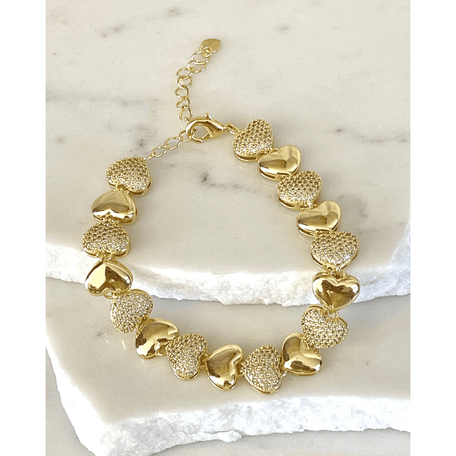 Pulsera Corazones Circones Gold
