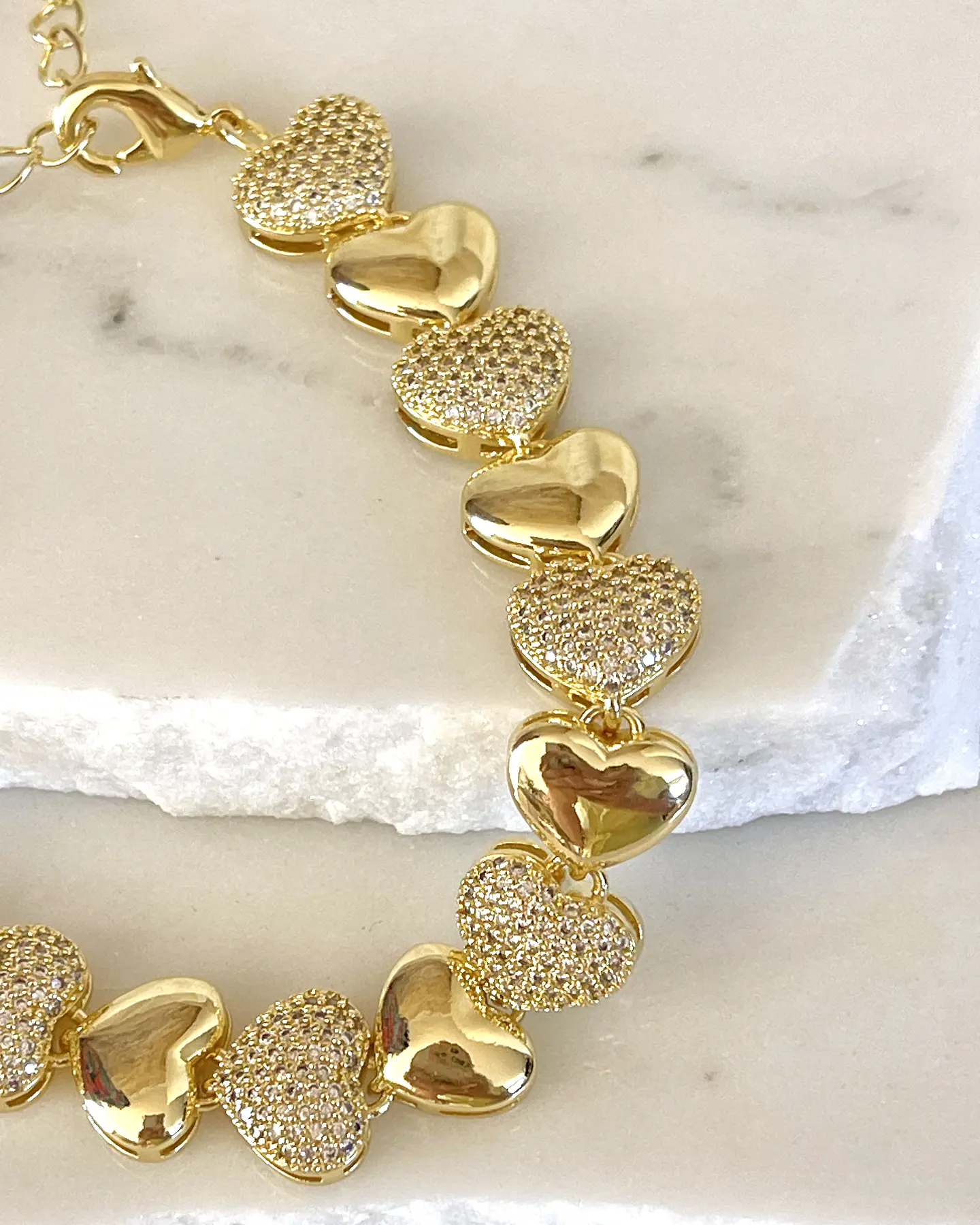 Pulsera Corazones Circones Gold 5