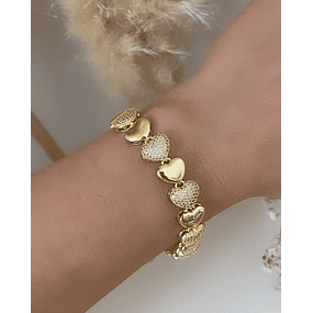 Pulsera Corazones Circones Gold