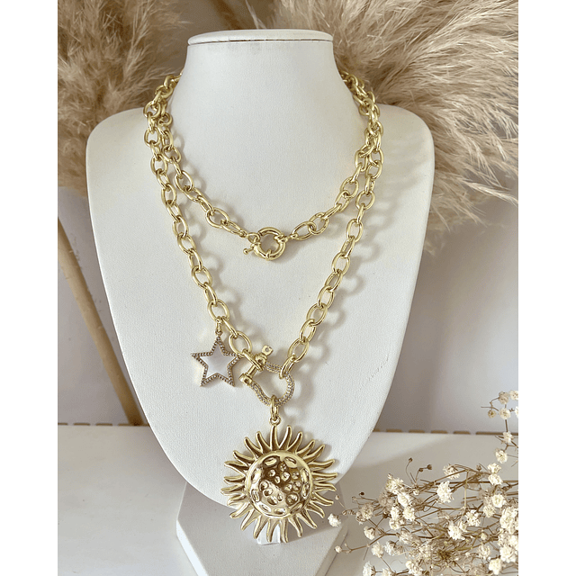 Collar XL Maxi Girasol estrella eslabones ovalados Gold 